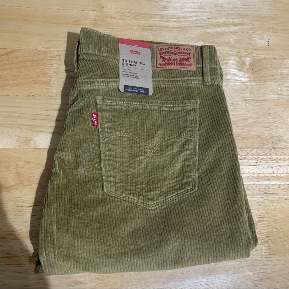 Levi's 311 Shaping Skinny Women's Jeans Brown Tan Camel Corduroy Pants 33X30 NWT